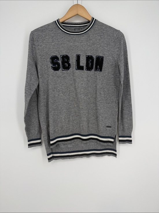 Sweaty Betty Sweaters - Sweaty Betty Grey Crewneck Sweater with Navy Trim